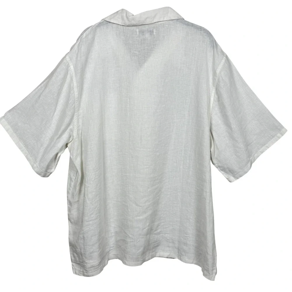 True Religion Linen Blend Shirt XLWhite NWT Coastal Resort Minimalist Camp
